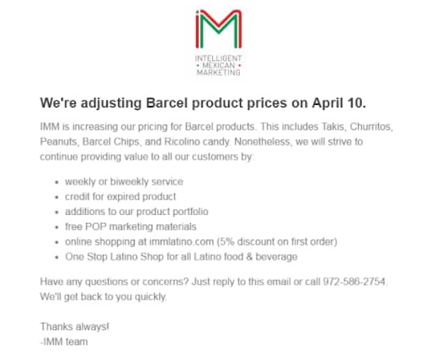 Email Customers About A Price Change