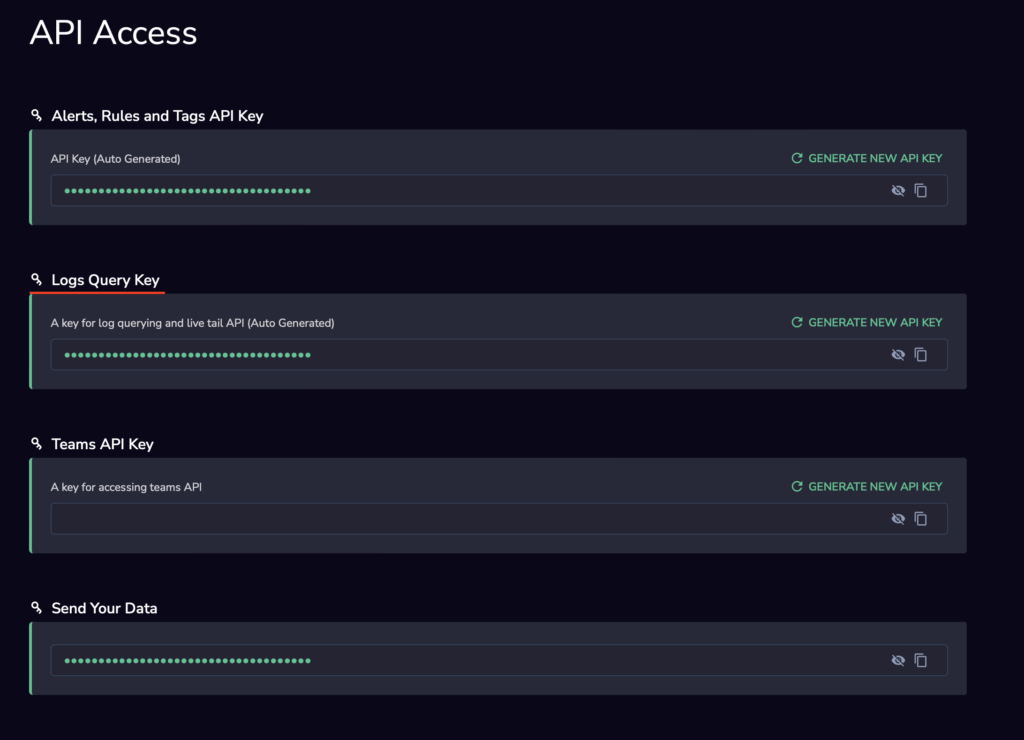 Logs Query Key