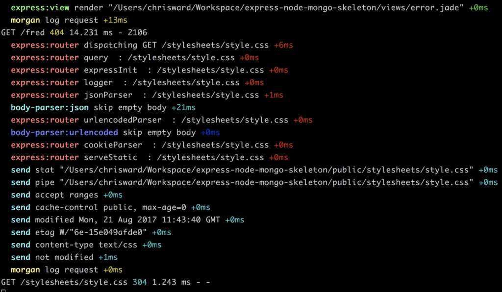 debug node logging