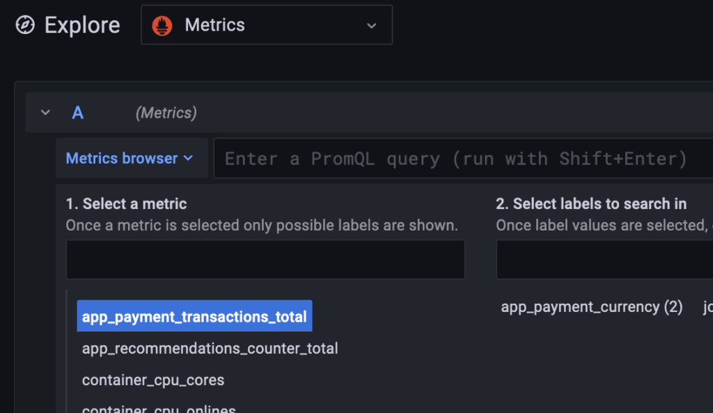 Select a metric