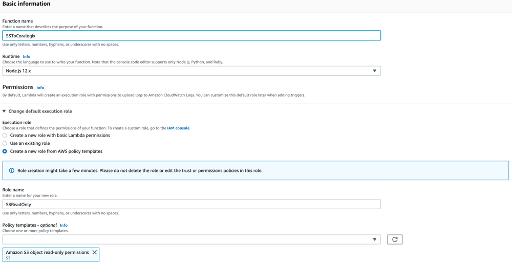 configure lambda function