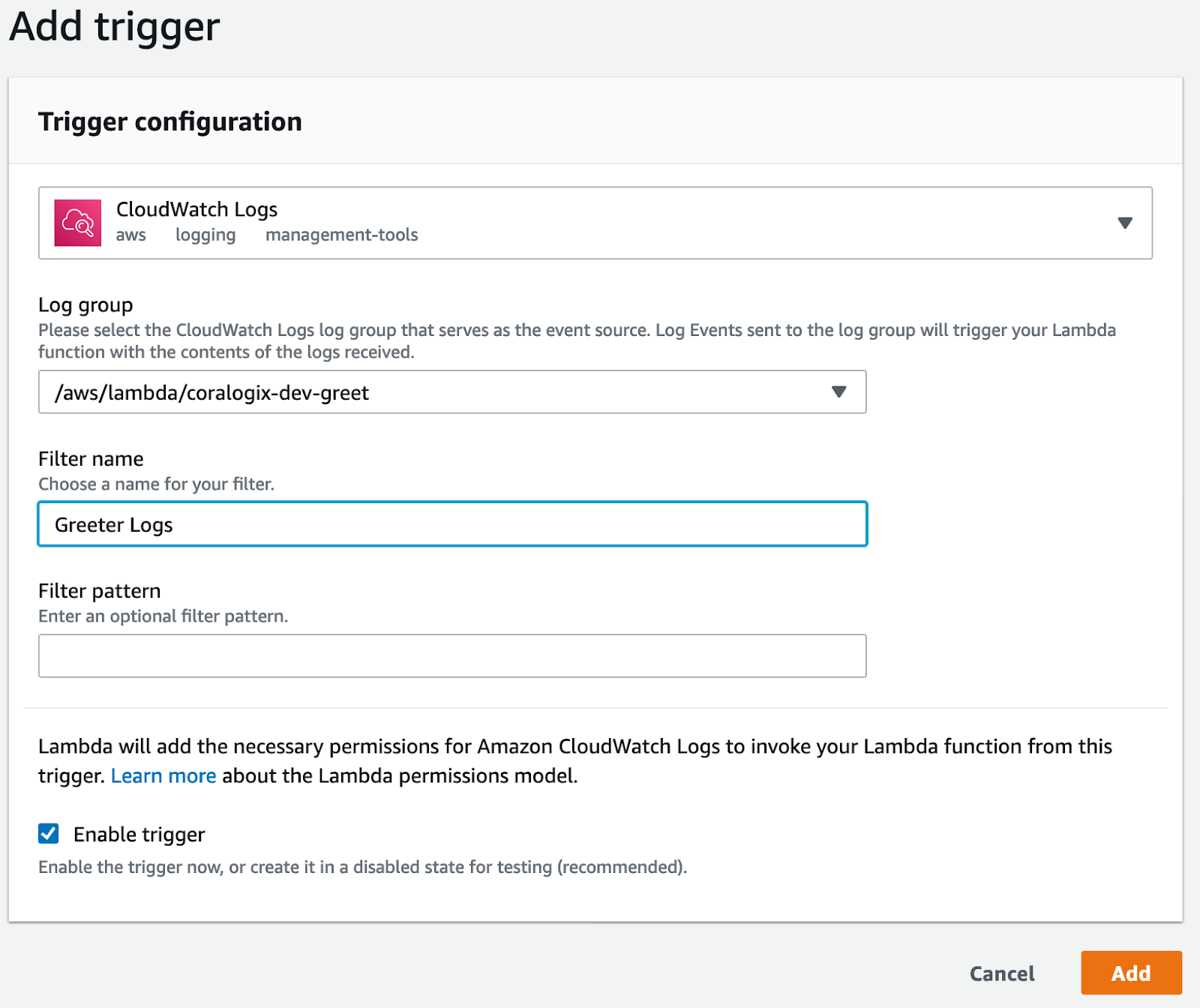 lambda trigger configure