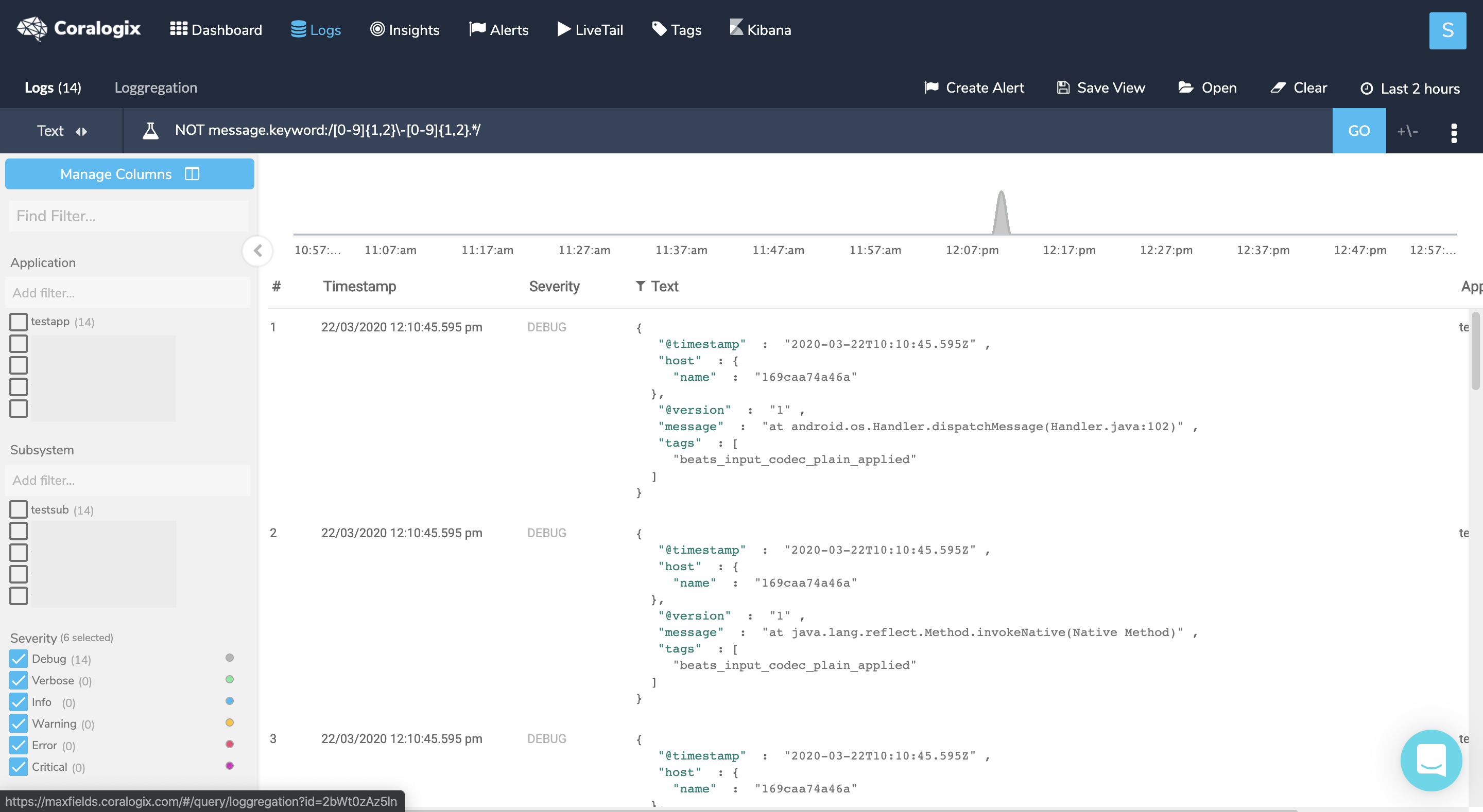 coralogix multiline post log beginning