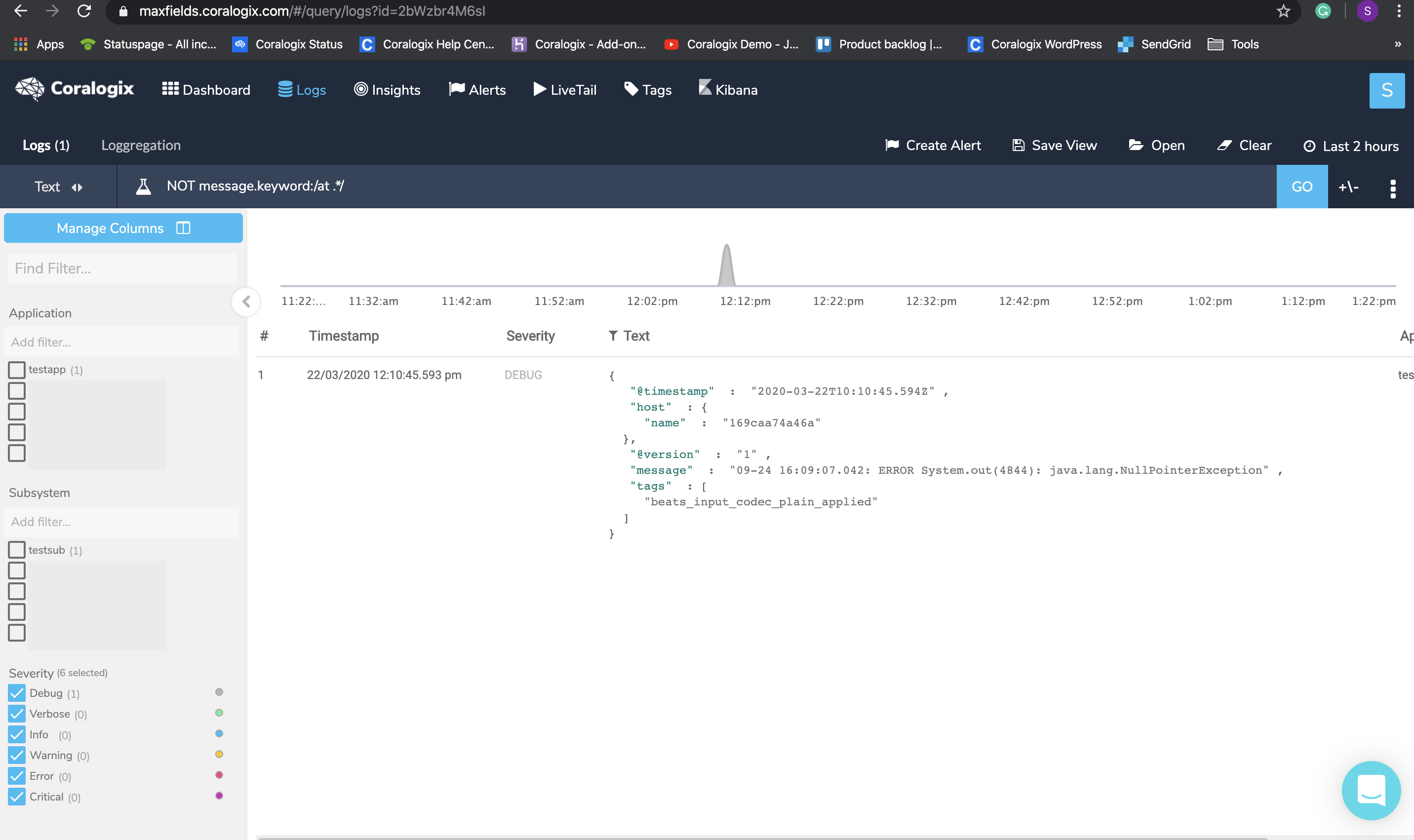 coralogix multiline post log middle