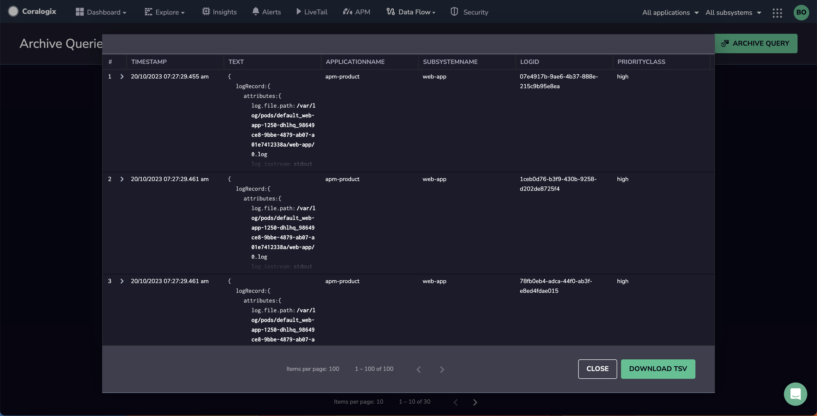 Archive Query Coralogix