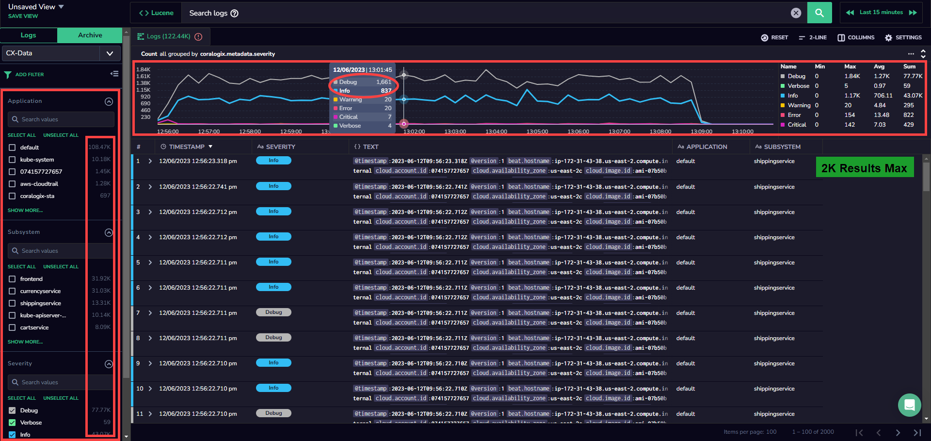 Archive Query Explore Screen