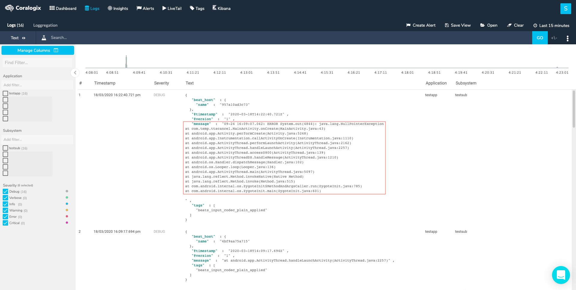 coralogix multiline guide with multiline